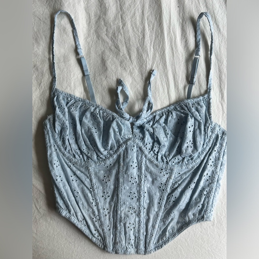Urban outfitters blue corset with flowers